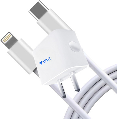 EVAAENTERPRISES 20 W PD 3.6 A Wall Charger for Mobile with Detachable Cable(White, Cable Included)