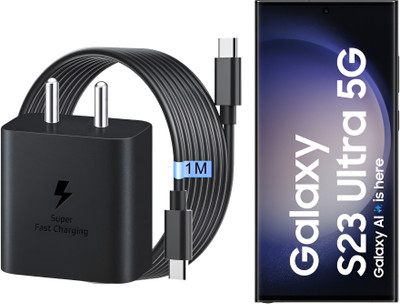 Kizzy 45 W Quick Charge 5 A Wall Charger for Mobile with Detachable Cable(Compatible With S23 Ultra 5G With 1M Cable, Black, Cable Included)