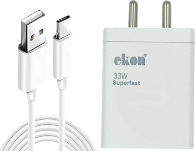 Ekon 33 W SuperVOOC 6 A Wall Charger for Mobile with Detachable Cable(White, Cable Included)