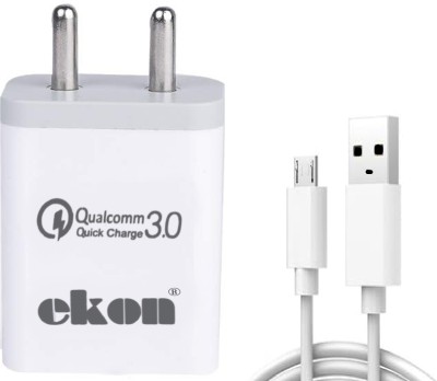 Ekon 18 W Quick Charge 3 A Mobile Charger with Detachable Cable(Realme C15 Qualcomm Edition, Realme C21Y, Realme C25Y, Realme C3, Realme C30, Cable Included)