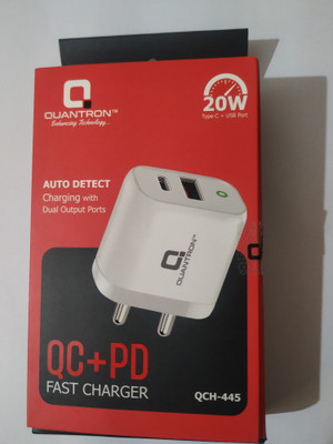 Quantron PD 10 A Wall Charger for Mobile with Detachable Cable(White)