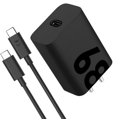 Kizzy 68 W TurboPower 3.0 5 A Wall Charger for Mobile with Detachable Cable(Compatible with Moto Edge 60/50/50 Pro/G85/G84, Black, Cable Included)