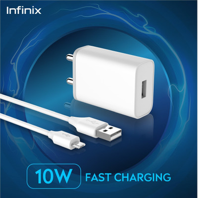 Infinix 10 W Quick Charge 2 A Wall Charger for Mobile with Detachable Cable(White, Cable Included)