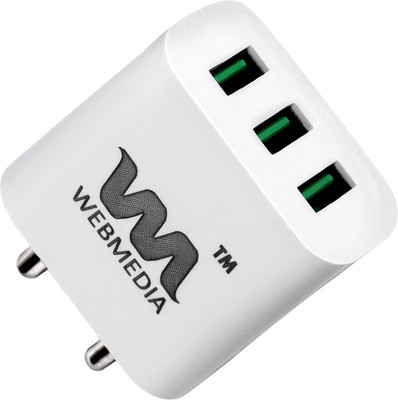 WebMedia 28 W Adaptive Charging 3.4 A Wall Charger for Mobile with Detachable Cable(White, Cable Included)