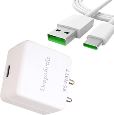 Deepsheila 65 W SuperVOOC 3 A Mobile Charger with Detachable Cable(Green, Cable Included)
