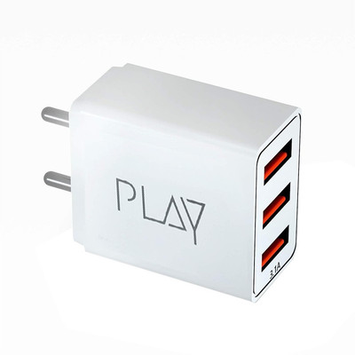 PLAY 15.5 W 3.1 A Multi-pin Wall Charger for Mobile with Detachable Cable(White, Cable Included)
