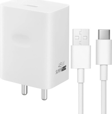 Sulania 45 W SuperVOOC 5 A Wall Charger for Mobile with Detachable Cable(White, Cable Included)
