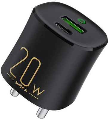 itel 20 W Quick Charge 3 A Wall Charger for Mobile with Detachable Cable(Black, Cable Included)