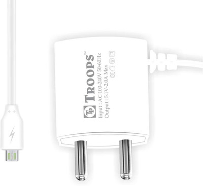 TP TROOPS Qualcomm 2.0 2 A Wall Charger for Mobile with Detachable Cable(White)