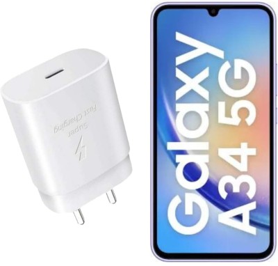 Wrapo 25 W Adaptive Charging 3 A Mobile Charger(Super Fast Charging Compatible for Galaxy A34 5G & Other Devices, White)