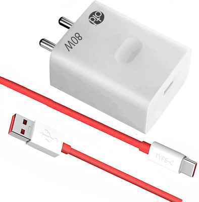 OTD 80 W SuperVOOC 6 A Wall Charger for Mobile with Detachable Cable(White, Red, Cable Included)