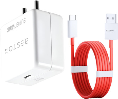 Bestor 80 W SuperVOOC 6 A Wall Charger for Mobile with Detachable Cable(White, Cable Included)