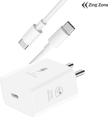 zingzone 25 W GaN 3 A Wall Charger for Mobile with Detachable Cable(White, Cable Included)
