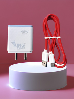 KING 45 W HyperCharge 4 A Multi-pin Wall Charger for Mobile with Detachable Cable(White, Red, Cable Included)
