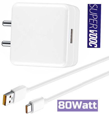EliteGadgets 80 W SuperVOOC 6 A Wall Charger for Mobile with Detachable Cable(White, Supervooc Charger for OnePlus Nord CE 4 Dash / Dart Compatible, Cable Included)