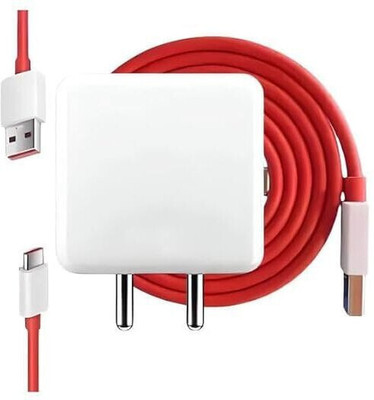 Boom 85 W SuperVOOC 6 A Wall Charger for Mobile with Detachable Cable(White, Red Cable, oneplus, samsung, oppo, vivo, mi, realme, nothing, Cable Included)