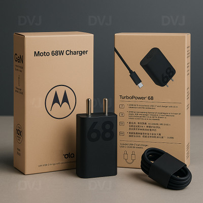 DVJ 68 W TurboPower 3.0 Wall Charger for Mobile with Detachable Cable(PD 68W FOR Motorla Edge+ (2022/2023)/ Edge 50 Pro / Edge 50 Fusion, Black, Cable Included)