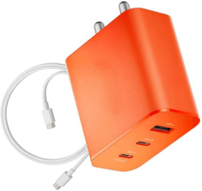 OIITH 65 W GaN 6.5 A Wall Charger for Mobile with Detachable Cable(Orange, Cable Included)