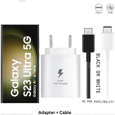 RoarX 25 W Supercharge 3 A Mobile Charger with Detachable Cable(Super Fast Charging, Compatible for Galaxy S23 Ultra 5G & Other Devices, White, Cable Included)