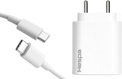 Hespa 25 W PD 3 A Wall Charger for Mobile with Detachable Cable(Compatible With Galaxy A54 A15 A14 F54 F34 F23 F14 & Other Type-C Devices, Cable Included)
