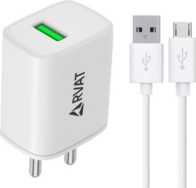 RVAT 18 W Qualcomm 3.0 3.1 A Wall Charger for Mobile with Detachable Cable(White, Cable Included)