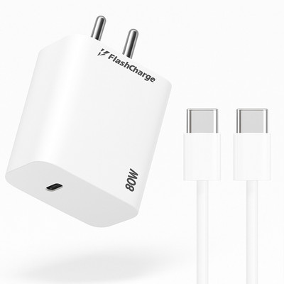 shopbucket 80 W Quick Charge 7.3 A Wall Charger for Mobile with Detachable Cable(White, Cable Included)