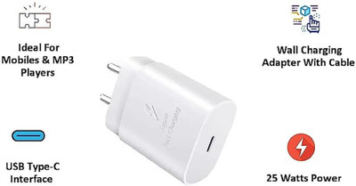 xstar 25 W PD 3 A Wall Charger for Mobile with Detachable Cable(White, Cable Included)