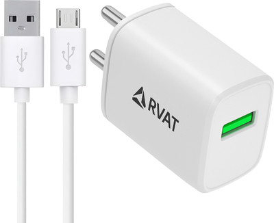 RVAT 18 W Quick Charge 3.1 A Wall Charger for Mobile with Detachable Cable(White, Cable Included)