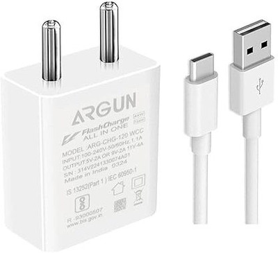 ARGUN 124 W HyperCharge 4 A Wall Charger for Mobile with Detachable Cable(White, Cable Included)
