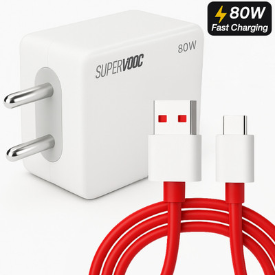 TechBlaze 80 W SuperVOOC 7.3 A Wall Charger for Mobile with Detachable Cable(White, Cable Included)