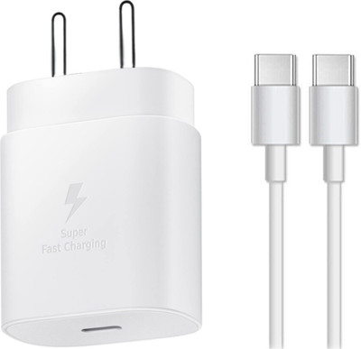 Prifakt 25 W Quick Charge 3 A Wall Charger for Mobile with Detachable Cable(White, Cable Included)