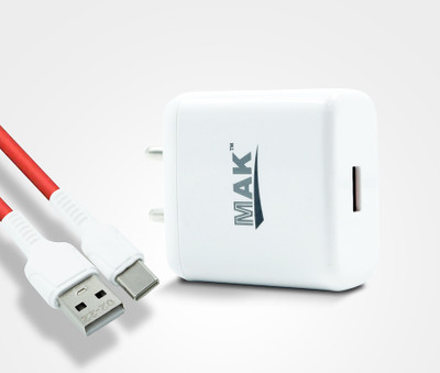 MAK 80 W Dash 5.4 A Wall Charger for Mobile with Detachable Cable(White, Cable Included)