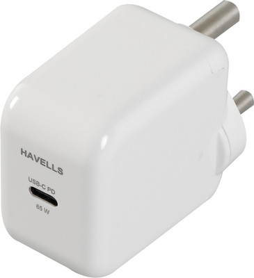 HAVELLS 65 W GaN 3 A Wall Charger for Mobile with Detachable Cable(White)