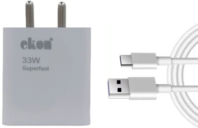 Ekon 33 W Quick Charge 6 A Mobile Charger with Detachable Cable(White, Cable Included)