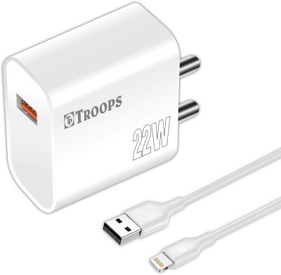 TP TROOPS 22 W 3 A Multiport Mobile Charger with Detachable Cable(22 Watt White Charger With ios Cable, Cable Included)