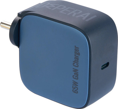 DeperAI 65 W GaN 3 A Wall Charger for Mobile with Detachable Cable(Blue, Cable Included)