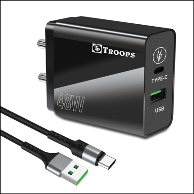TP TROOPS 3 A Wall Charger for Mobile with Detachable Cable(White)