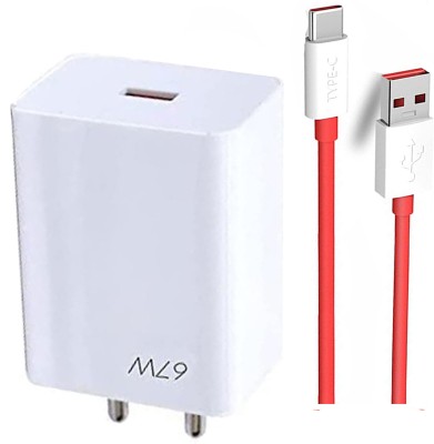 EliteGadgets 67 W SuperVOOC 6 A Wall Charger for Mobile with Detachable Cable(Compatble with Realme 8, 80 watt Charging Supported, White Red, Cable Included)