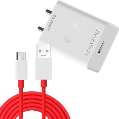 Deepsheila 65 W SuperVOOC 3 A Mobile Charger with Detachable Cable(Red, Cable Included)