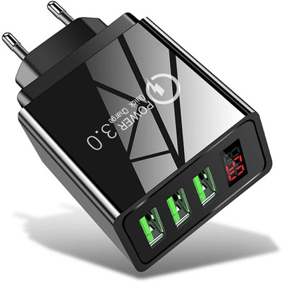 Cokoeye 65 W Qualcomm 3.0 2.4 A Wall Charger for Mobile with Detachable Cable(Black)