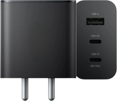 Avaxon 65 W GaN 3 A 3 Port Mobile Charger(65W Charger Compatible with Cmf phone 2 pro, Grey)