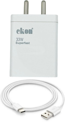 Ekon 33 W SuperVOOC 4 A Wall Charger for Mobile with Detachable Cable(White, Cable Included)
