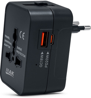 MAK 20 W Quick Charge 5 A Dual Port Mobile Charger(Black)