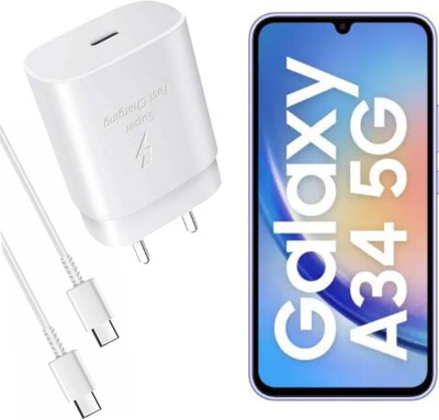 MAK 25 W Supercharge 3.1 A Wall Charger for Mobile with Detachable Cable(Compatible for Galaxy A34 5G & Other Devices, White, Cable Included)