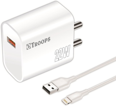 TP TROOPS 22 W 3 A Wall Charger for Mobile with Detachable Cable(22 Watt White Charger With Micro Cable, Cable Included)