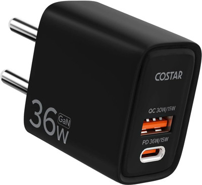 Costar 36 W GaN 0.8 A Wall Charger for Mobile(Black)