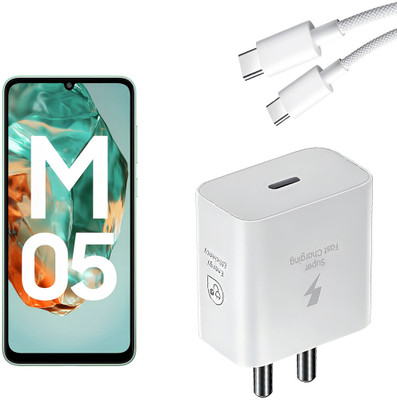 MAK 25 W Supercharge 3.1 A Wall Charger for Mobile with Detachable Cable(White Braided Type C Cable Super Fast Charger for Samsung Galaxy M05 5g Adapter, Cable Included)
