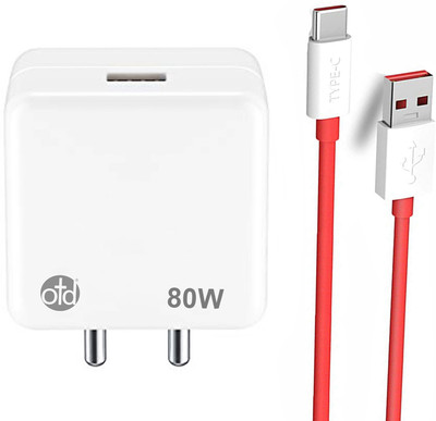 OTD 80 W SuperVOOC 6 A Wall Charger for Mobile with Detachable Cable(White, Red, Cable Included)