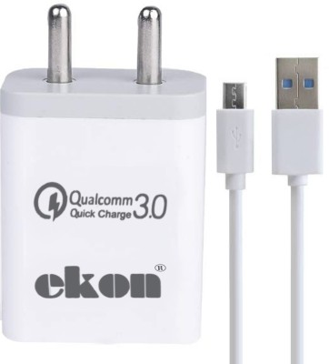 Ekon 18 W Quick Charge 3 A Mobile Charger with Detachable Cable(White, Cable Included)