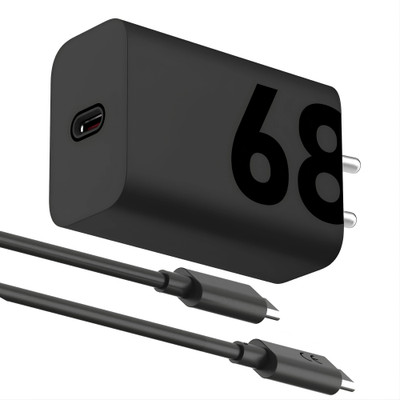 xykos 68 W TurboPower 3.0 5 A Wall Charger for Mobile with Detachable Cable(For Motorola Edge 60/50/50 Pro/G85/G84, Black, Cable Included)